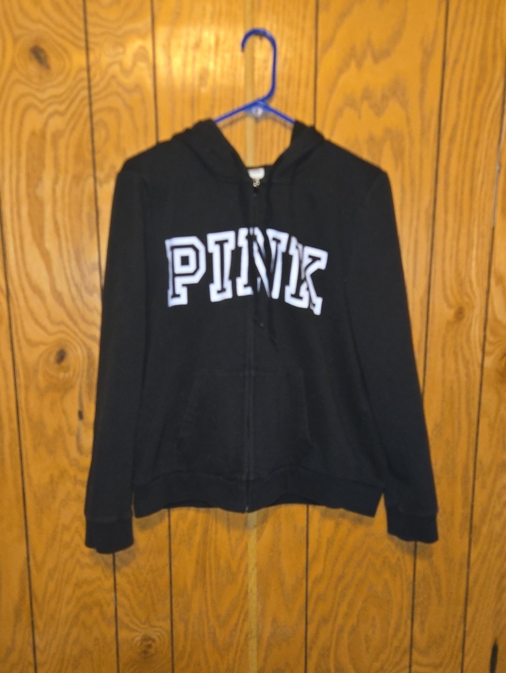 PINK Victoria's Secret Black Hoodie with White Label